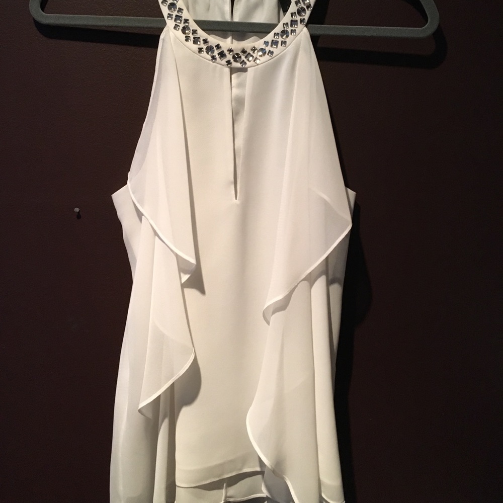 BCBGMAXAZRIA LIVANA Embellished halter top